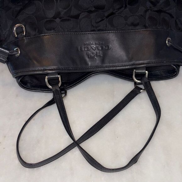 Coach Bag Purse Handbag Signature Logo Drawstring Carryall Tote Shoulder Bag - Picture 11 of 16